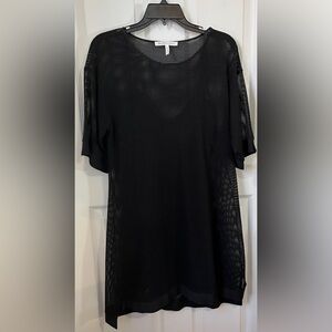 BCBGeneration Black Fishnet Layering Dress with Black Slip Dress Co-ord Set